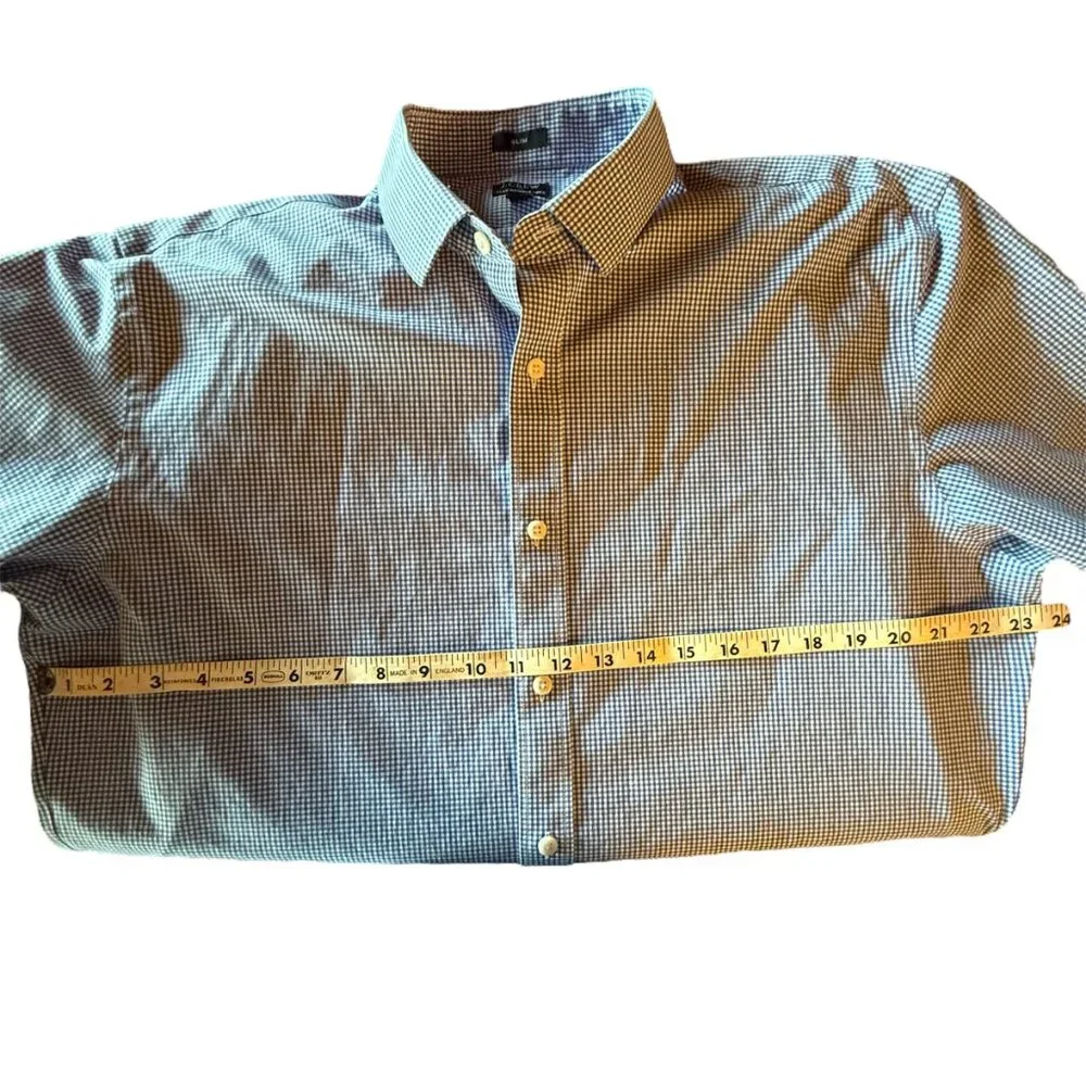 J.Crew Flex Wrinkle-Free‎ Blue Gingham Dress Shirt XL (17-17½)